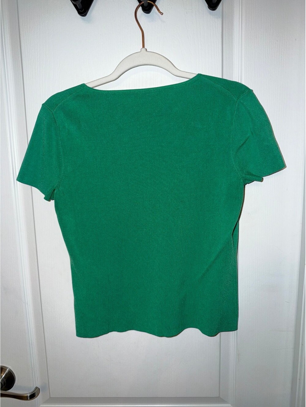 Lafayette 148 New York Green Short Sleeve Knit Top Medium - Picture 3 of 3